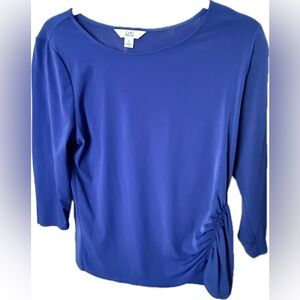 Croft & Barrow Blue Ruched 3/4 Sleeve Blouse